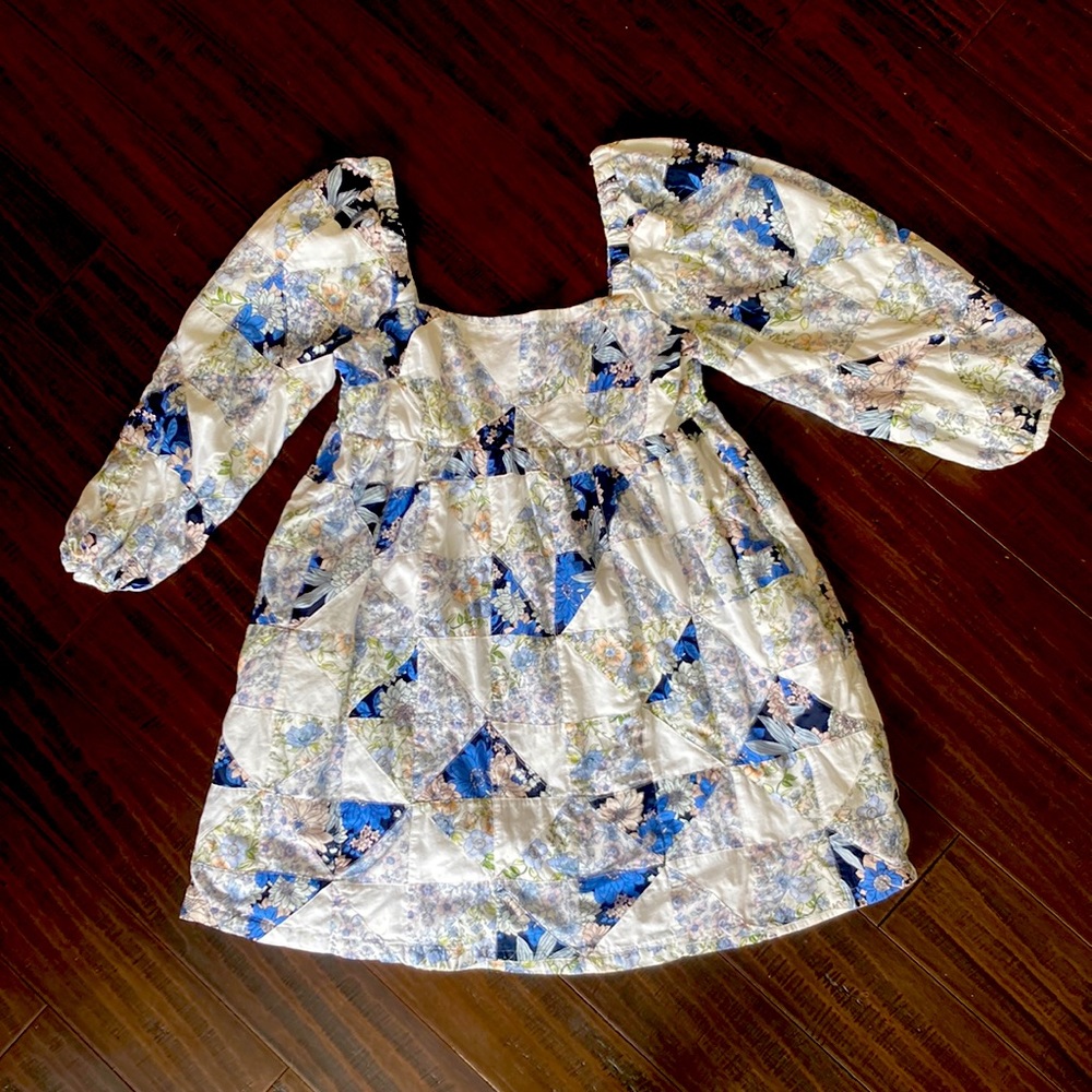 EUC J. Crew XL cotton voile square-necked, smocked-back dress, floral pattern
